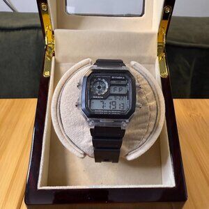 Synoke Digital Multifunction Resin Sport Watch Black/Clear 9619, 40mm